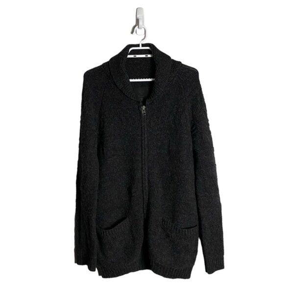Aritzia x TNA Women's Charcoal Gray Torridon Full Zip Lambswool Knit Cardigan - Picture 1 of 8